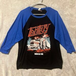 Tantivy Worthy Foe Metal Rock Band Shirt Black/blue 3/4 Sleeve Merch Size XL EUC